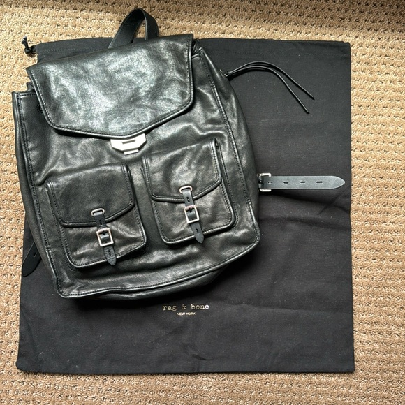 Rag & Bone “Large Field” Leather Backpack! 🎒 🖤 - Picture 2 of 14